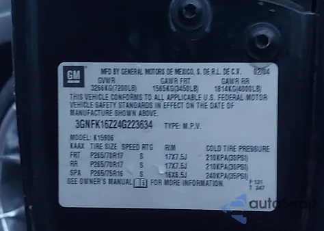 2004 Chevrolet Suburban 1500 Z71 from USA, damaged, VIN 3GNFK16Z24G223634